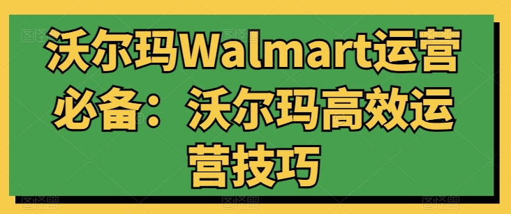 沃尔玛Walmart运营必备：沃尔玛高效运营技巧-第一资源站