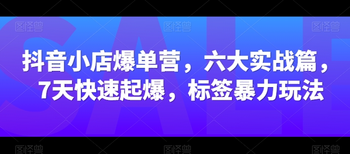 抖音小店爆单营，六大实战篇，7天快速起爆，标签暴力玩法-第一资源站