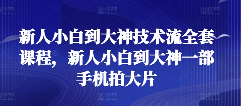 新人小白到大神技术流全套课程，新人小白到大神一部手机拍大片-第一资源站