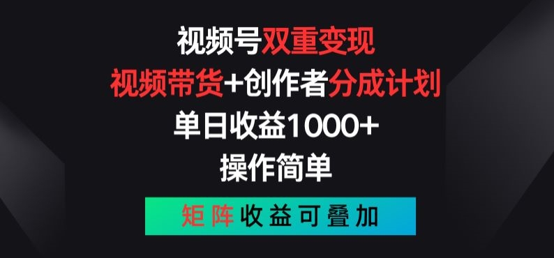 视频号双重变现，视频带货+创作者分成计划 , 操作简单，矩阵收益叠加【揭秘】-第一资源站