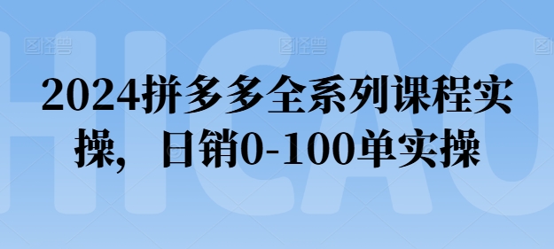 2024拼多多全系列课程实操，日销0-100单实操【必看】-第一资源站