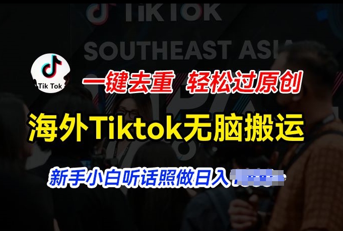 海外Tiktok短视频无脑搬运，一键去重轻松过原创，新手小白听话照做日入几张【揭秘】-第一资源站