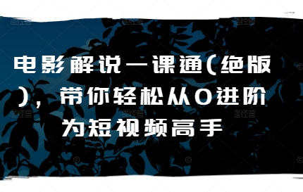 电影解说一课通(绝版)，带你轻松从0进阶为短视频高手-第一资源站