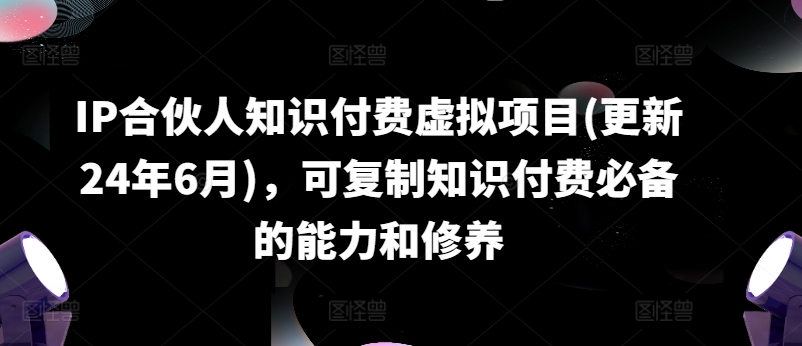 IP合伙人知识付费虚拟项目(更新24年6月)，可复制知识付费必备的能力和修养-第一资源站