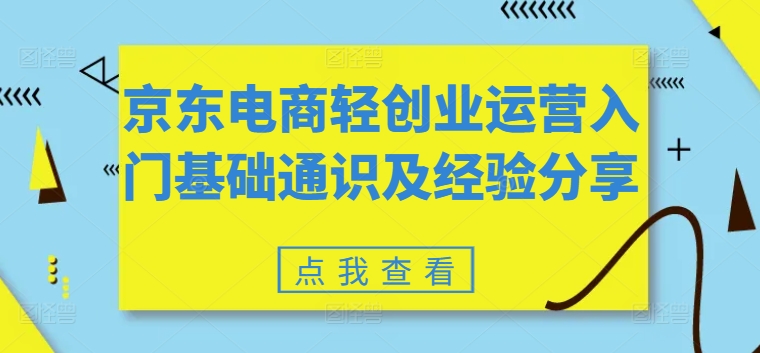 京东电商轻创业运营入门基础通识及经验分享-第一资源站