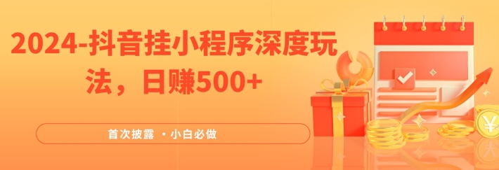 2024全网首次披露，抖音挂小程序深度玩法，日赚500+，简单、稳定，带渠道收入，小白必做【揭秘】-第一资源站