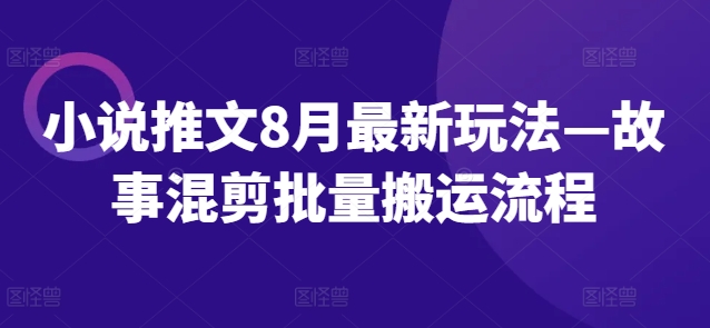 小说推文8月最新玩法—故事混剪批量搬运流程-第一资源站