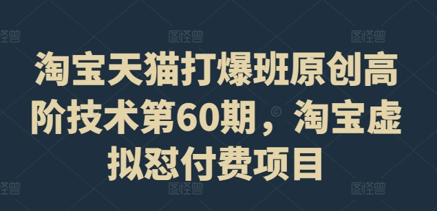 淘宝天猫打爆班原创高阶技术第60期，淘宝虚拟怼付费项目-第一资源站