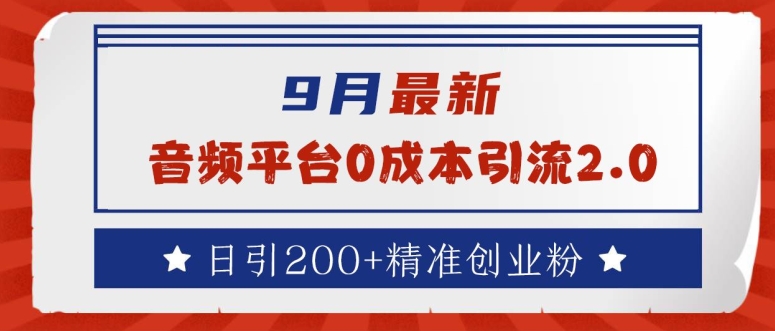 9月最新：音频平台0成本引流，日引200+精准创业粉【揭秘】-第一资源站