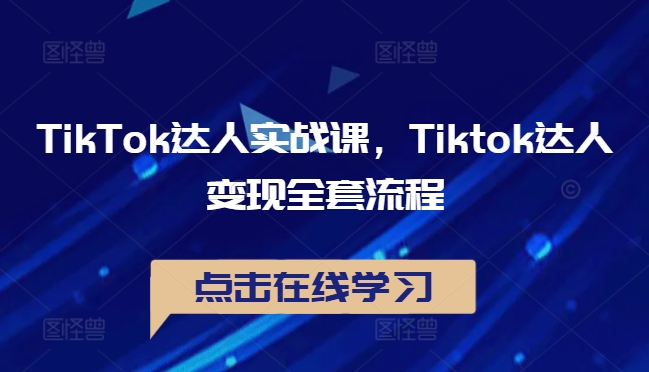 TikTok达人实战课，Tiktok达人变现全套流程-第一资源站