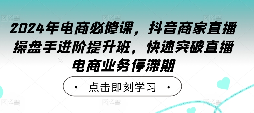 2024年电商必修课，抖音商家直播操盘手进阶提升班，快速突破直播电商业务停滞期-第一资源站