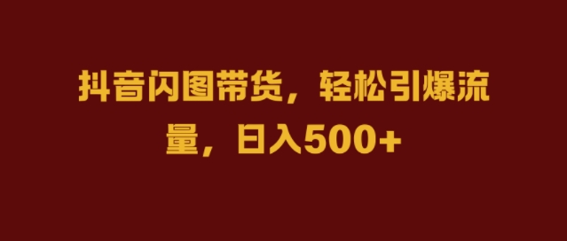 抖音闪图带货，轻松引爆流量，日入几张【揭秘】-第一资源站