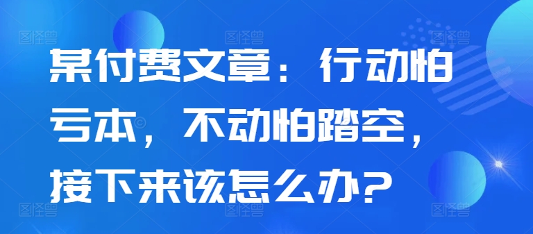 某付费文章：行动怕亏本，不动怕踏空，接下来该怎么办?-第一资源站