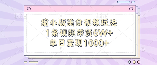 缩小版美食视频玩法，1条视频带货6W+，单日变现1k-第一资源站