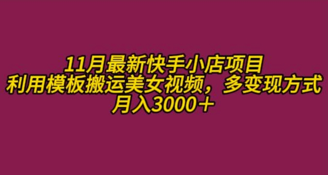 11月K总部落快手小店情趣男粉项目，利用模板搬运美女视频，多变现方式月入3000+-第一资源站