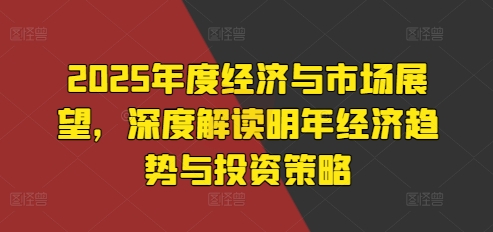 2025年度经济与市场展望，深度解读明年经济趋势与投资策略-第一资源站