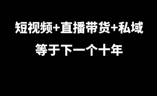 短视频+直播带货+私域等于下一个十年，大佬7年实战经验总结-第一资源站