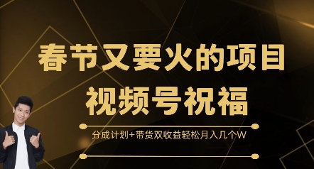 春节又要火的项目视频号祝福，分成计划+带货双收益，轻松月入几个W【揭秘】-第一资源站