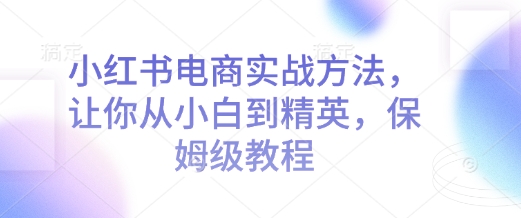 小红书电商实战方法，让你从小白到精英，保姆级教程-第一资源站