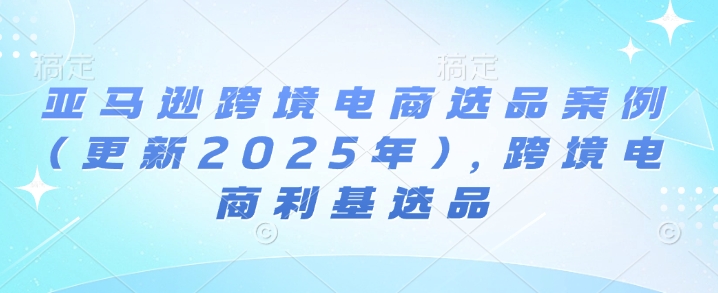 亚马逊跨境电商选品案例(更新2025年)，跨境电商利基选品-第一资源站