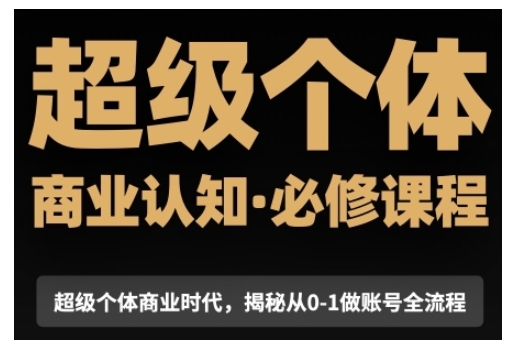 超级个体商业认知觉醒视频课，商业认知·必修课程揭秘从0-1账号全流程-第一资源站