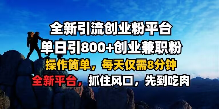 全新引流创业粉平台 单日引800+，创业兼职粉，操作简单，每天仅需8分钟【仅揭秘】-第一资源站